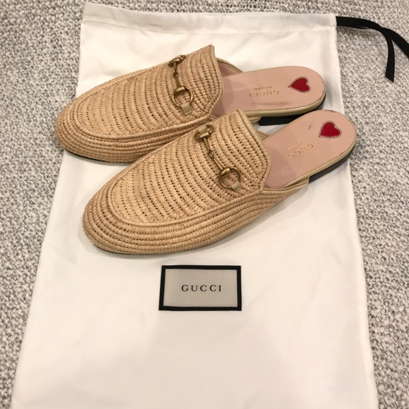 gucci princetown raffia slipper